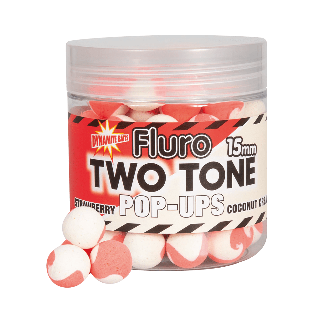 Dynamite Baits Fluro Two Tone Pop - Ups - 15mm - Strawberry & Coconut - KarperCentrale