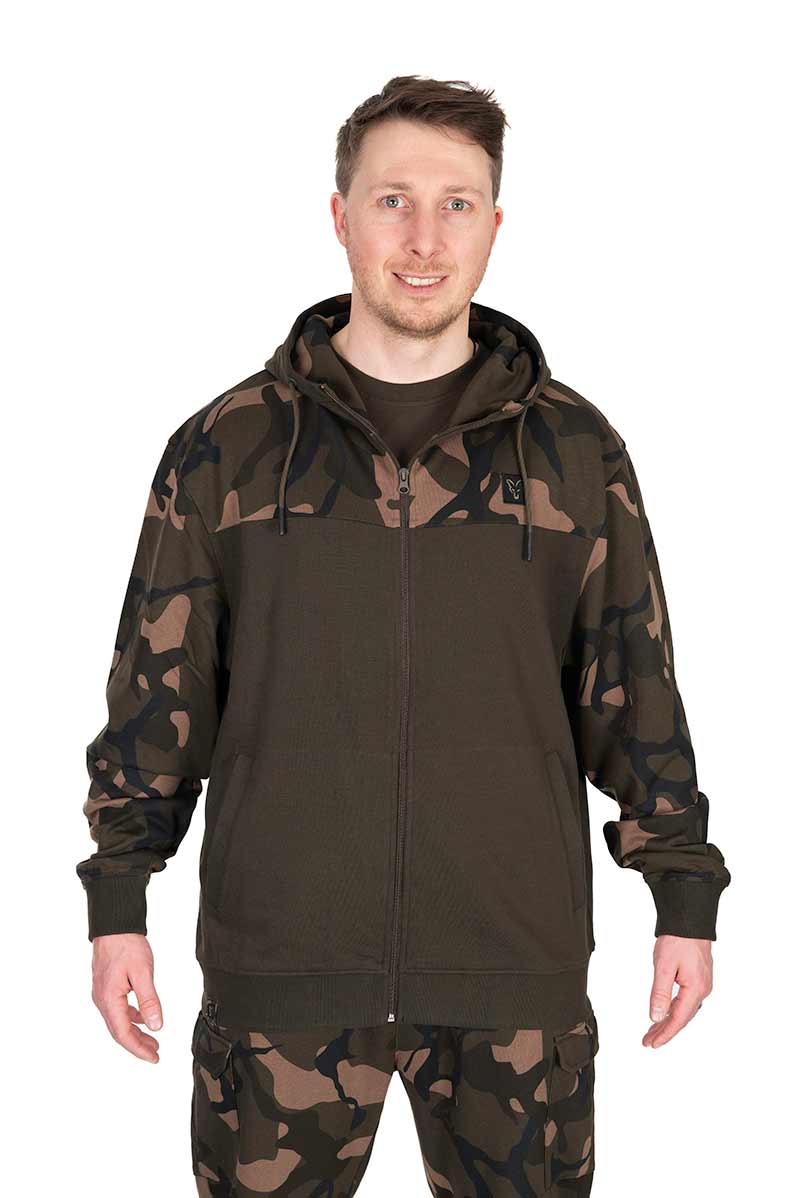 Fox LW Khaki Camo Split Zip Hoody - dé KarperCentrale